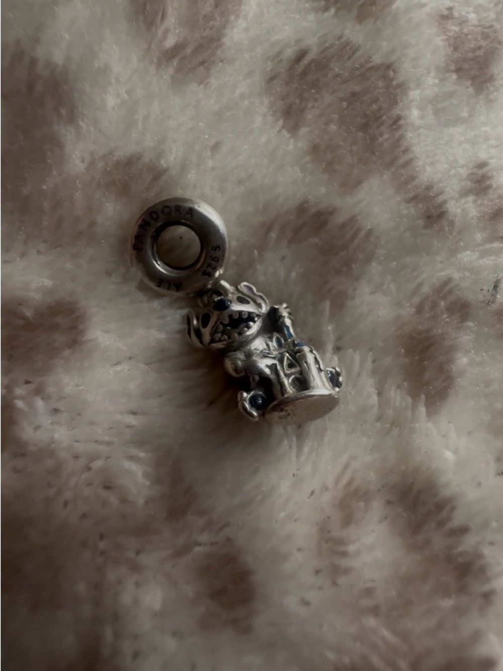 Pandora Silver Stitch Dangle Charm with Blue Accents